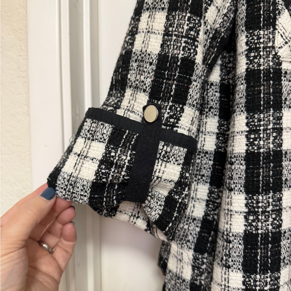 Zara Basic Black/White Overshirt/Shacket With Sna… - image 5